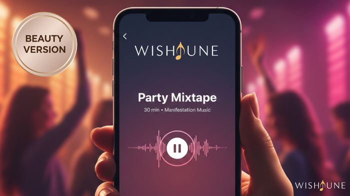 Wishtune Party Mixtape, Beauty focus, playing on a phone