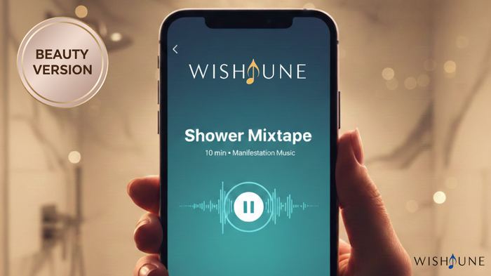 Wishtune Shower Mixtape, Beauty focus, playing on a phone