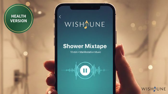 Wishtune Shower Mixtape, Health focus, playing on a phone