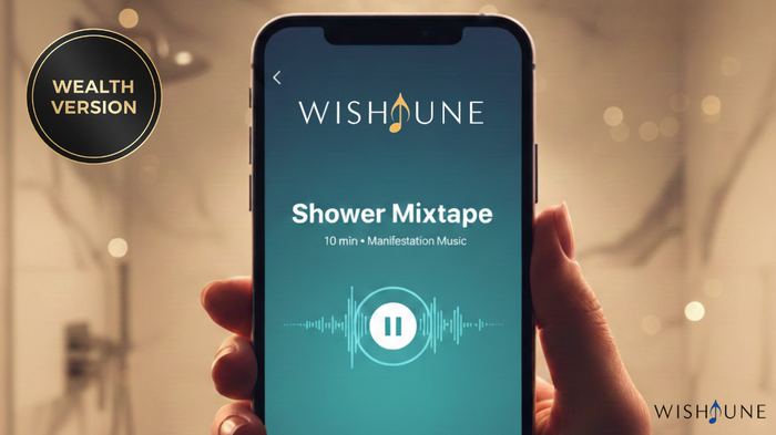 Wishtune Shower Mixtape, playing on a phone