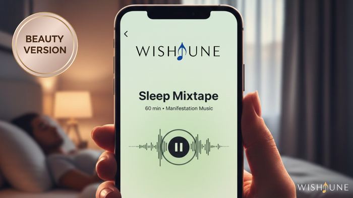 Wishtune Sleep Mixtape, Beauty focus, playing on a phone