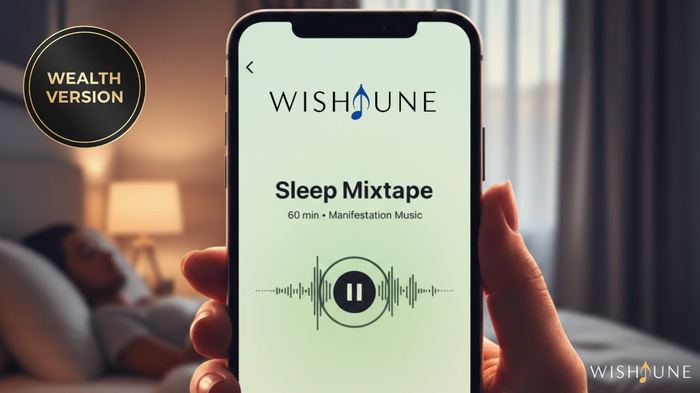 Wishtune Sleep Mixtape, playing on a phone
